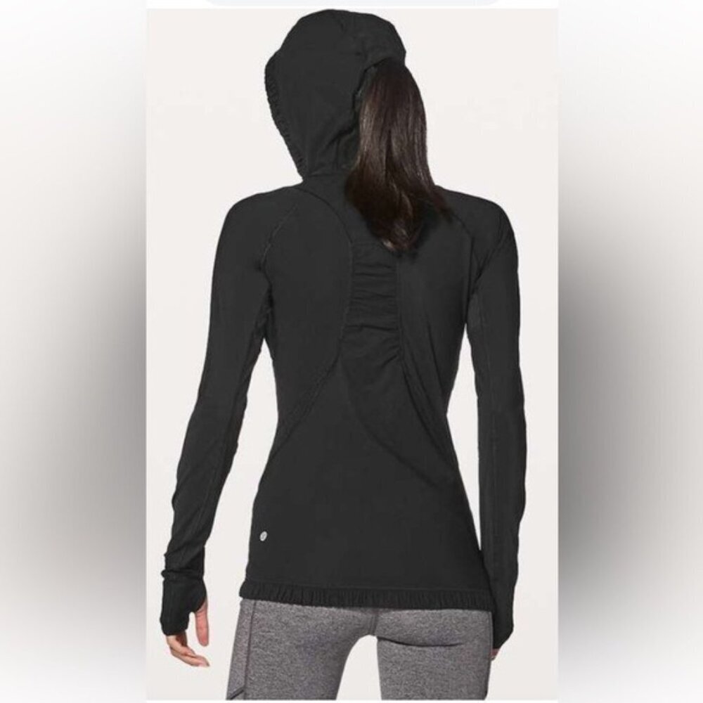 Lululemon Black Waterbound Hoodie Size 4 Ponytail Hood Activewear - Picture 13 of 13